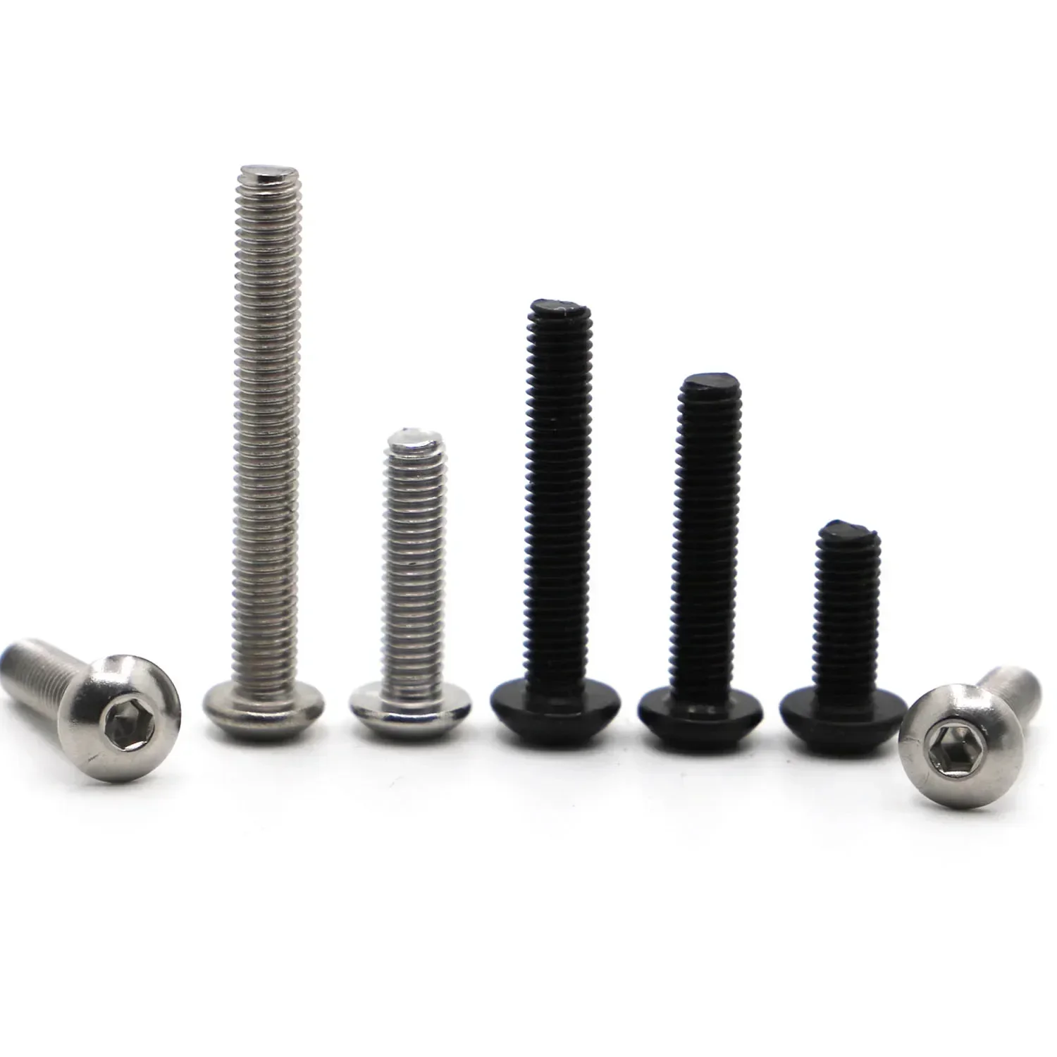 5-50p ISO7380 M2 M2.5 M3 M4 M5 M6 M8 304 A2 Round Stainless Steel or Black G10.9 Hex Socket screw Button Head Allen Bolt Screws