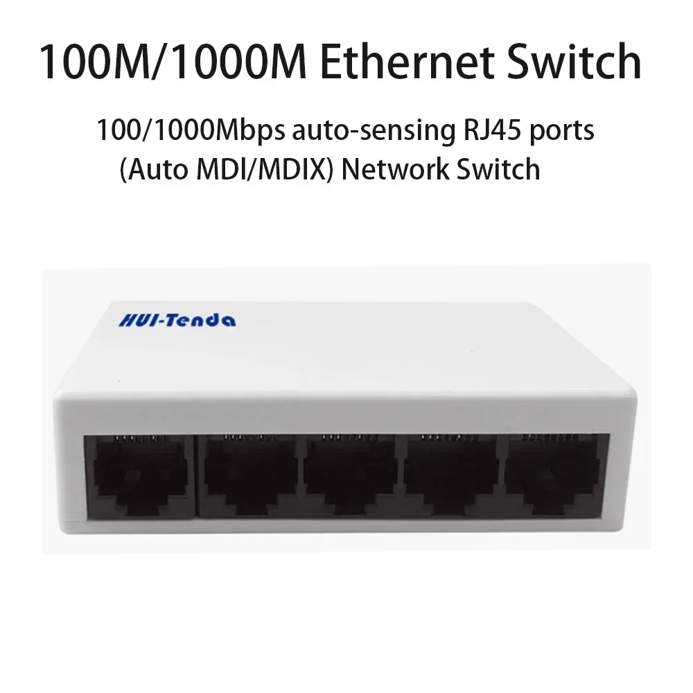 Huitenda 5/8Port Network Switch 100/1000Mbps Fast Ethernet Switch RJ45 Port Hub Internet Expansion Plug&Play for Home IP Camera