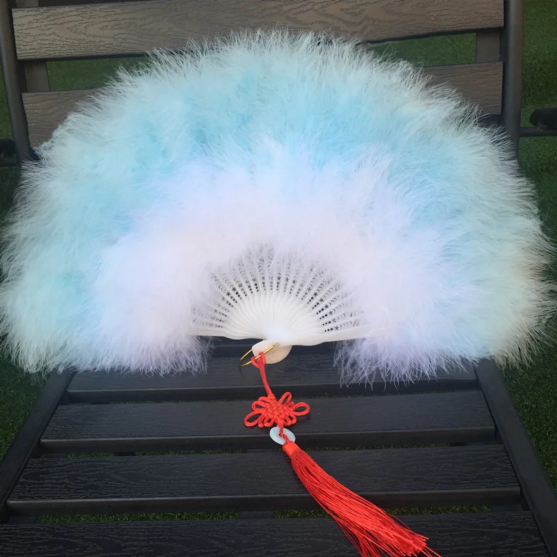 Full velvet thickened feather folding fan dance cheongsam catwalk performance ancient Hanfu photo square dance