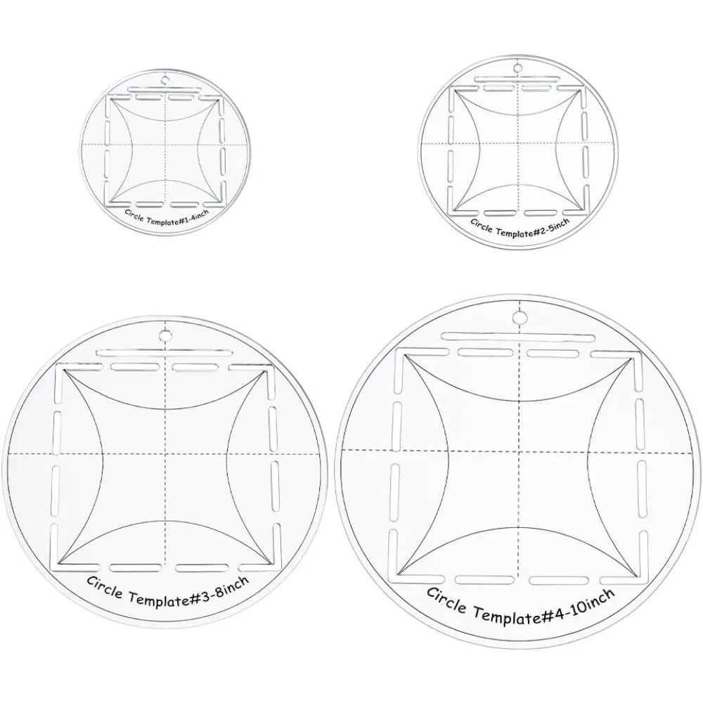 

4Pcs Circle Quilting Template 4/5/8/10 Inch Round Acrylic Circle Ruler Clear Round Sewing Rulers Set Essential Quilt Supplies