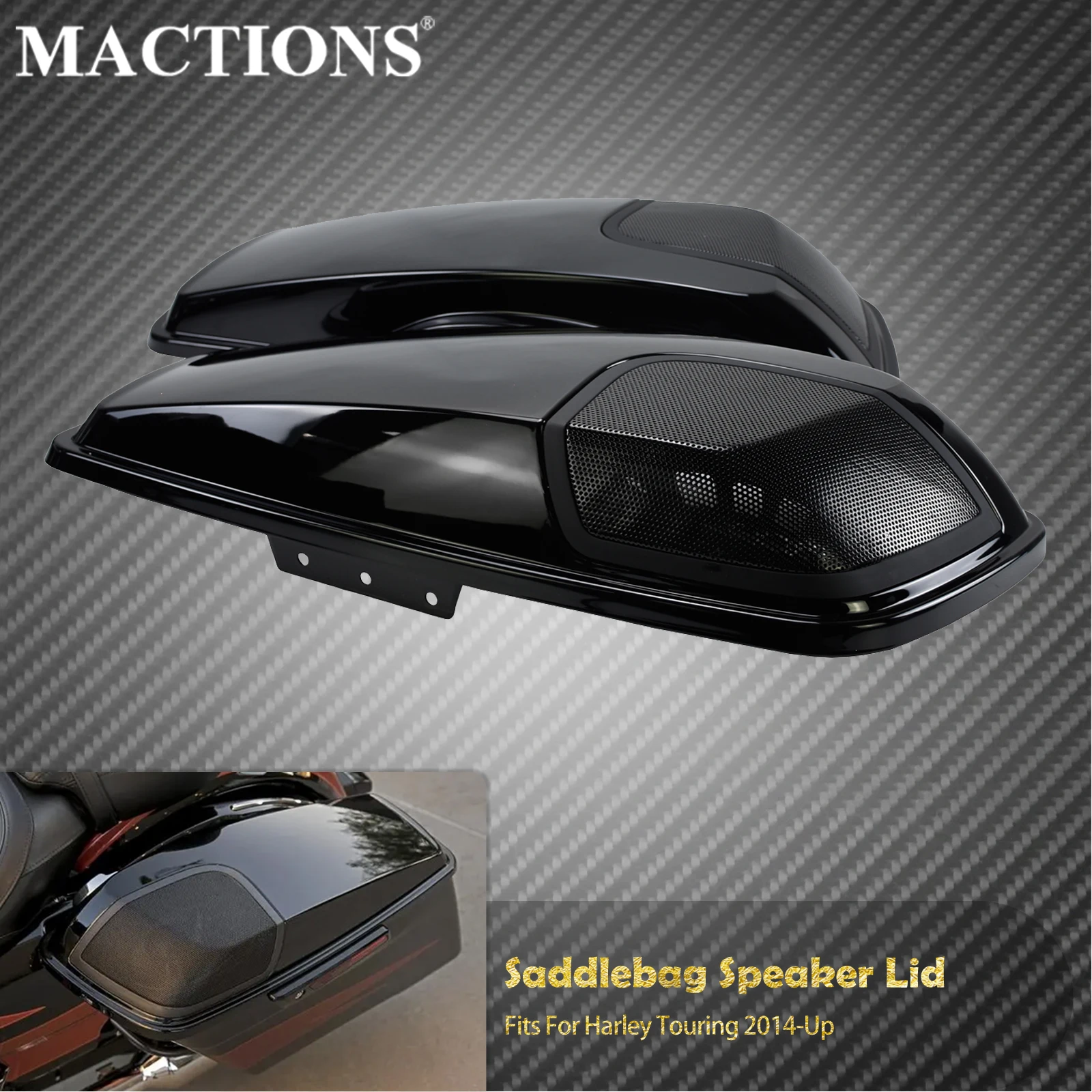 

Motorcycle Saddlebag Speaker Lid Cover For Harley Touring Road King Electra Glide Street Glide CVO FLHXSE FLHR FLHT FLT 2014-Up
