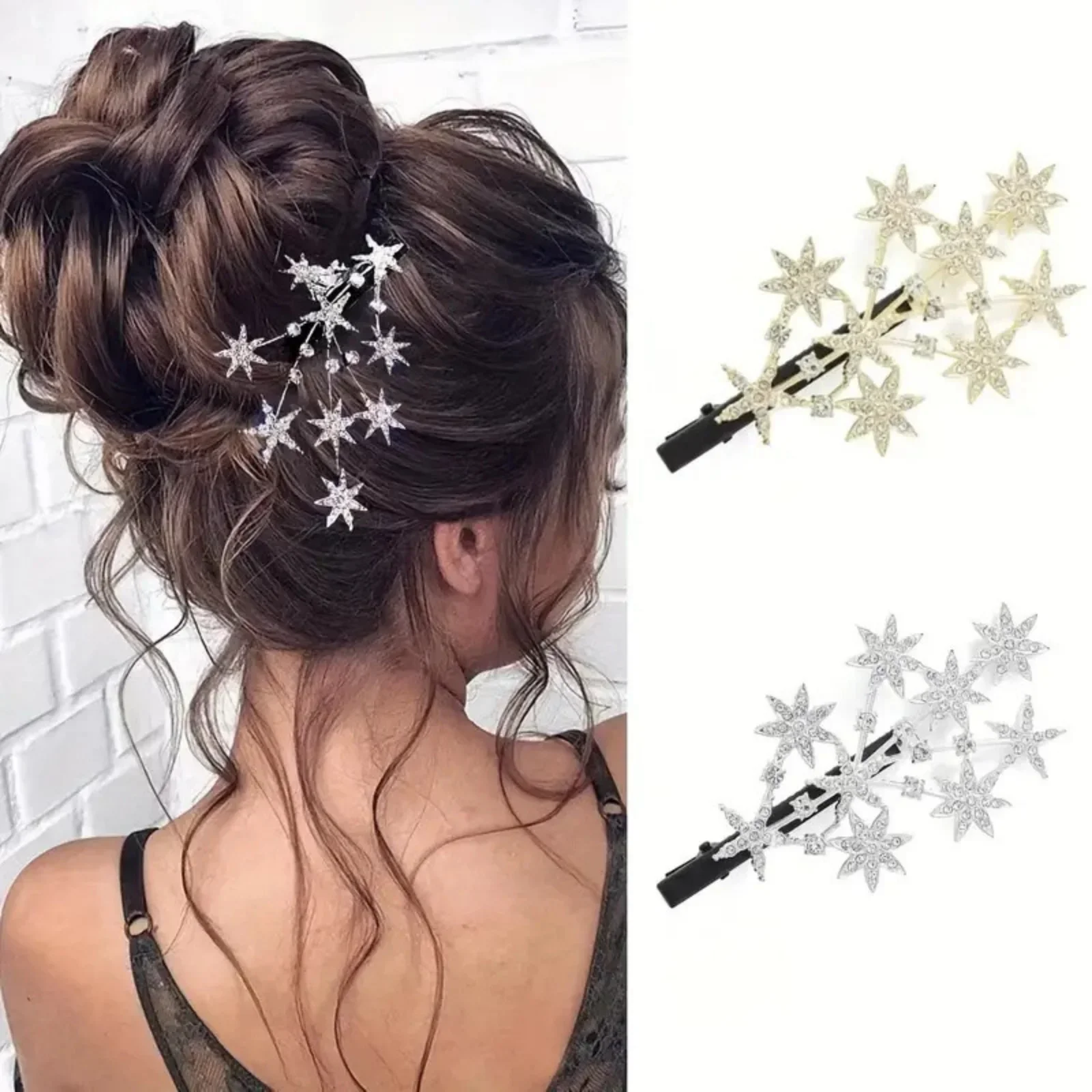 

Rhinestone Star Hair Clips For Women Sparkling Crystal Starburst Hair Barrettes Elegant Bridal Hair Accessory For Wedding Party