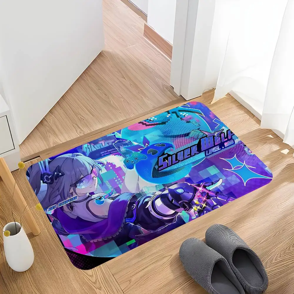 Silver Wolf Lv999 Honkai Star Rail Game Floor Mat Retro Multiple Choice Living Room Kitchen Rug Non-Slip Modern Home Decor