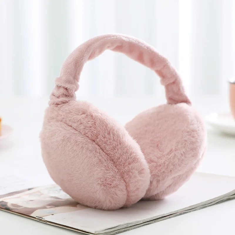 Protège-oreilles chauds en peluche pour femmes, unisexe, Style doux, couleur unie, mode, pliables, doux, simples, accessoires d'hiver réglables