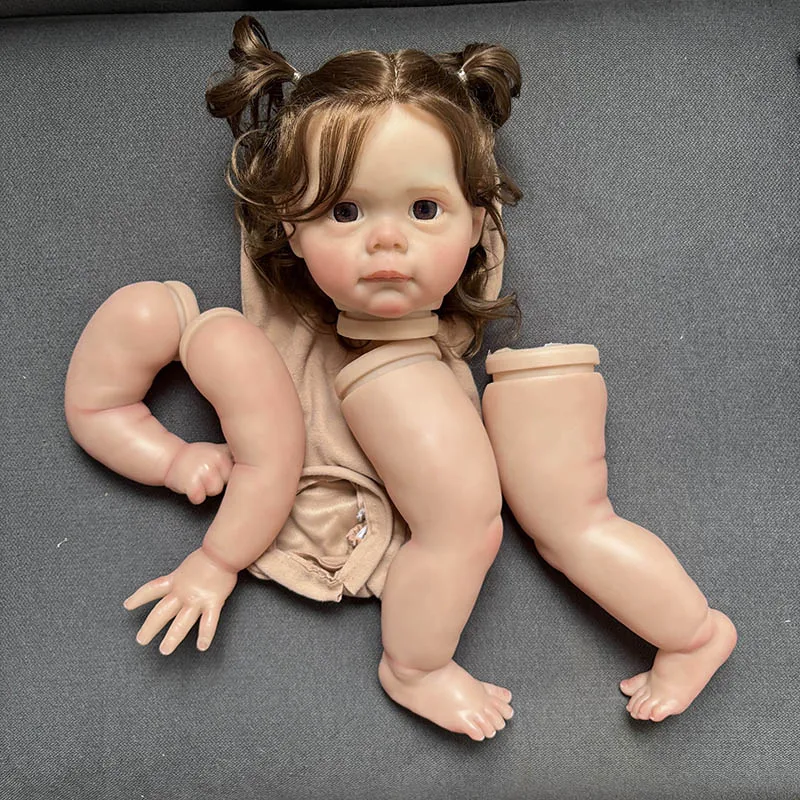 23inch Reborn Doll Kit Newborn Baby Maggi Lifelike Baby 3D Painting Doll Parts with Body and Eyes Visible Veins Same as Pictures