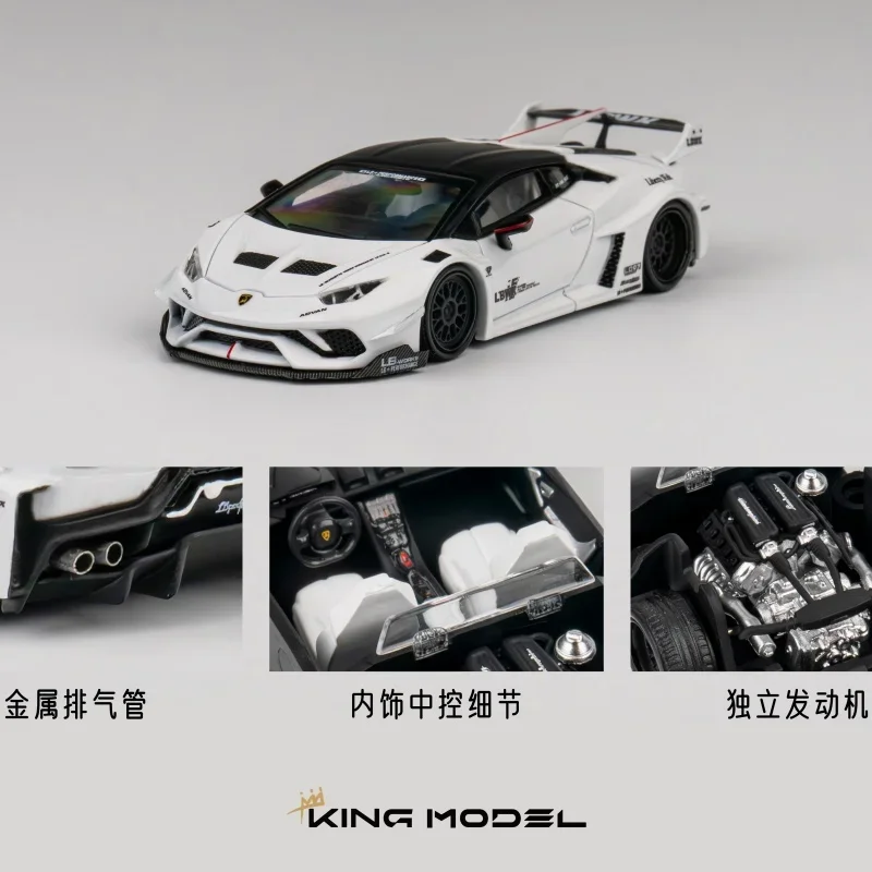 Kingmodel 1:64 LBWK Huracan Wide body modification Yellow/ White Diecast Model Car