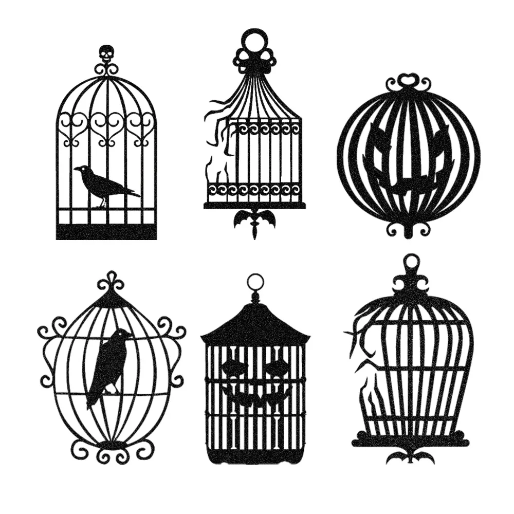 Halloween Black Crow Birdcage Hanging Decoration Banner Halloween Party Hanging Ornaments Crow Garland Home Decor Horror Props