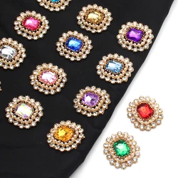 10pcs /lot 22*20MM Alloy Crown Snap Rhinestone Flatback Buttons Jewelry for Clothing Wedding Sewing Diy Accessories Decorative