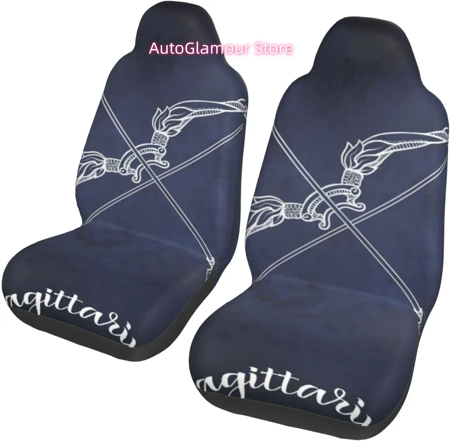 Sagittarius Bowman Bow Zodiac Sign Universal Car Seat Covers 2-Piece Set - Stretch-to-Fit Front Seat Protectors for Cars, Trucks
