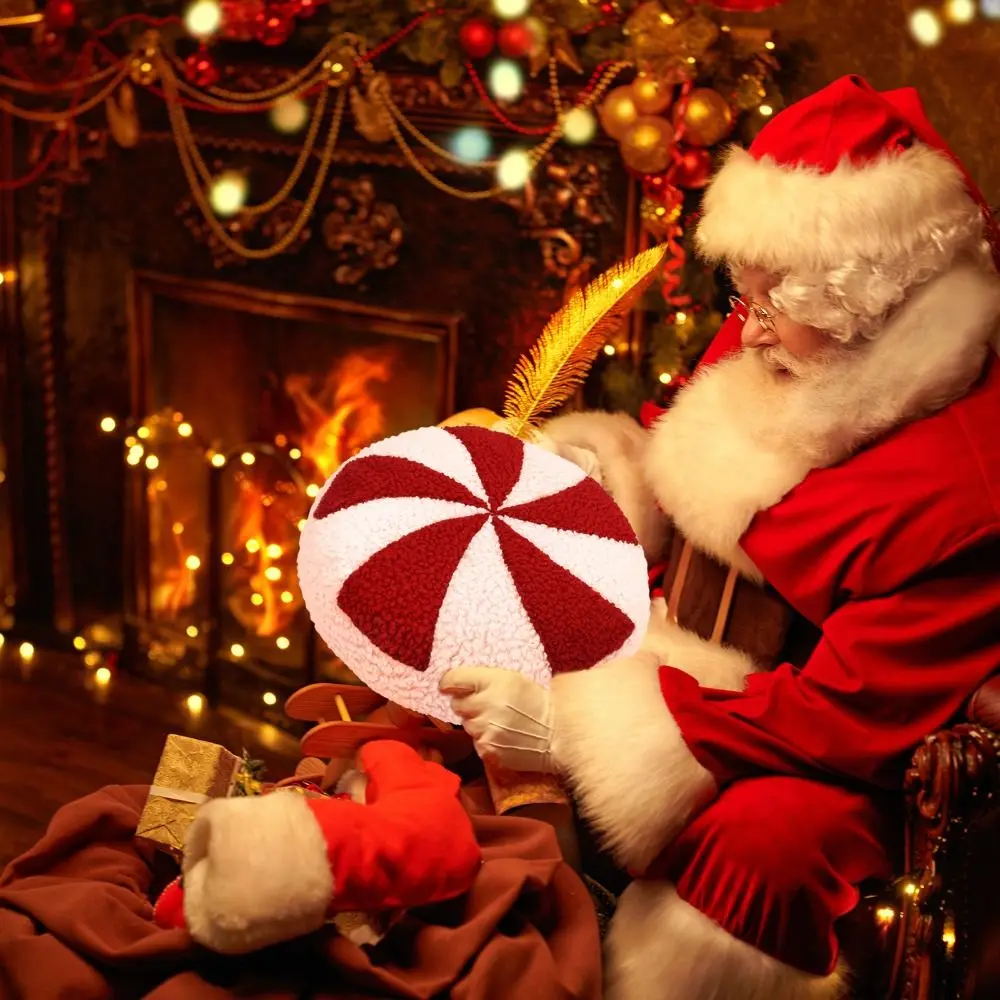 3D Kerst Snoep Snoep Kussen Handgemaakte Cartoon Kerst Sierkussen Prachtige Slaapbank Kussens Nieuwjaar Festival Geschenken