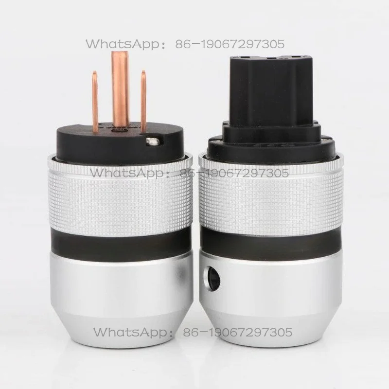 Aluminum Shell Knurled Copper Power Plug Noise Reduction Power Cord Tail Plug