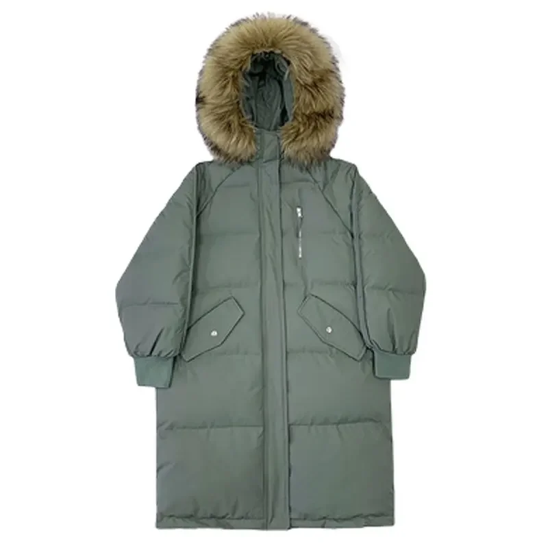 TFETTERS avec col en fourrure à capuche Long manteau femmes 2024 nouveau coréen décontracté ample coton rembourré Parkas femmes vêtements d'hiver