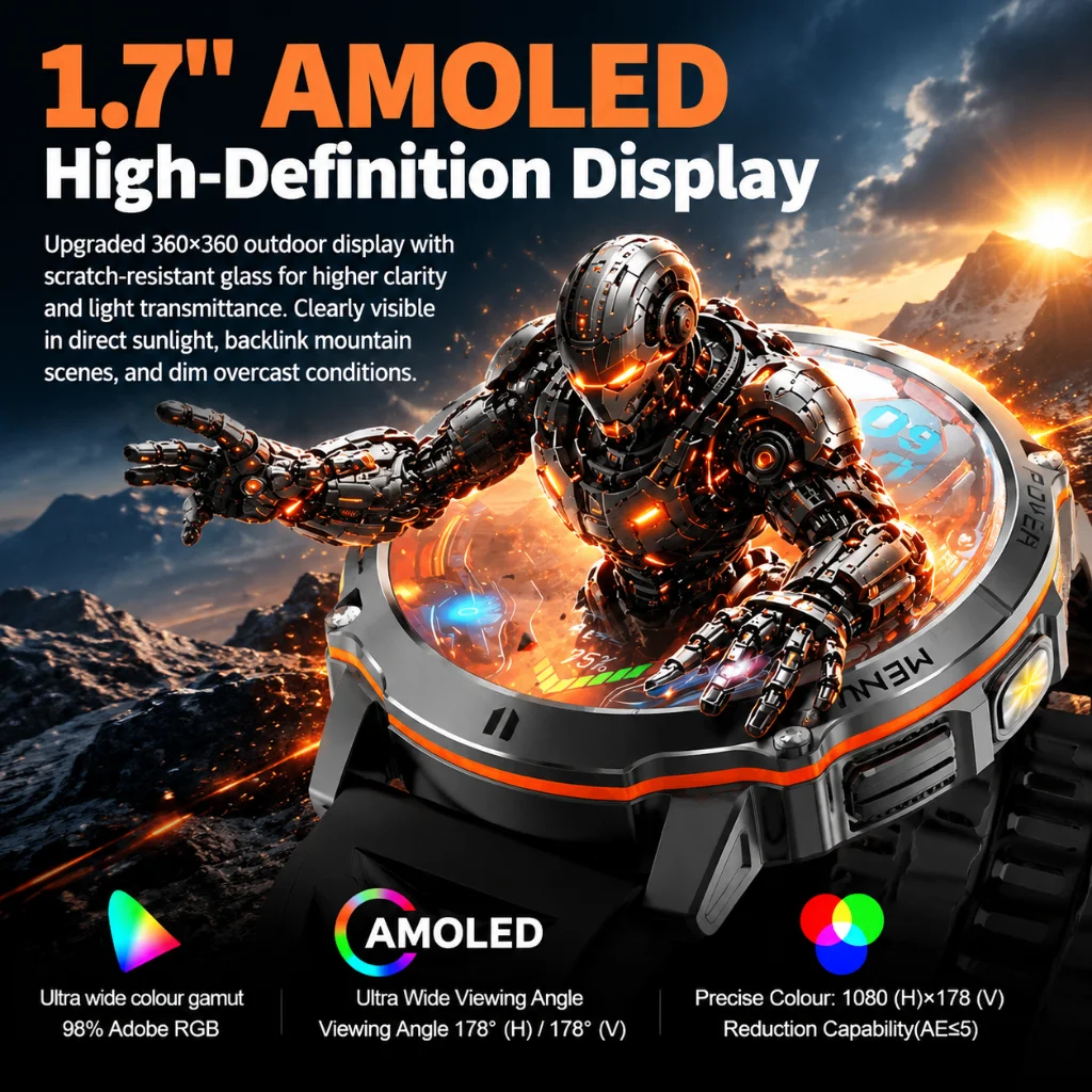 T-RX6 Dual Frequency GPS Sports Smart Watch 1500mAh battery Heart Rate Compass IP68 Waterproof Call Military Smart Watch For Men