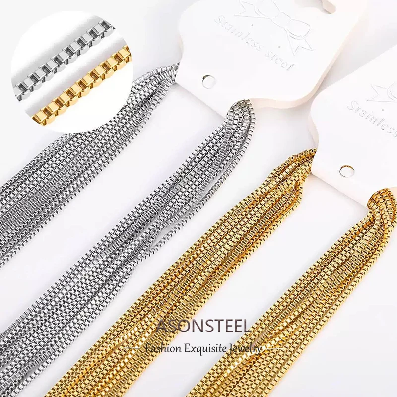 

ASONSTEEL 10 шт./лот 45 + 5 см из нержавеющей стали Rolo Link Box цепи ожерелья для женщин мужчин кубинские минималистичные ювелирные изделия DIY аксессуары