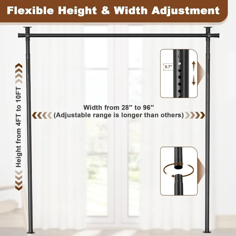 Room Divider Curtain Rod, No Drilling Partition Room Dividers 28-96