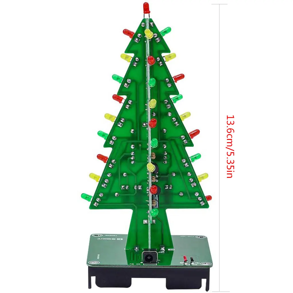 Kit de flash LED d\'arbre de Noël bricolage, ensemble d\'apprentissage électronique 3D, outils de soudure PCB, accessoires, rouge, vert, jaune