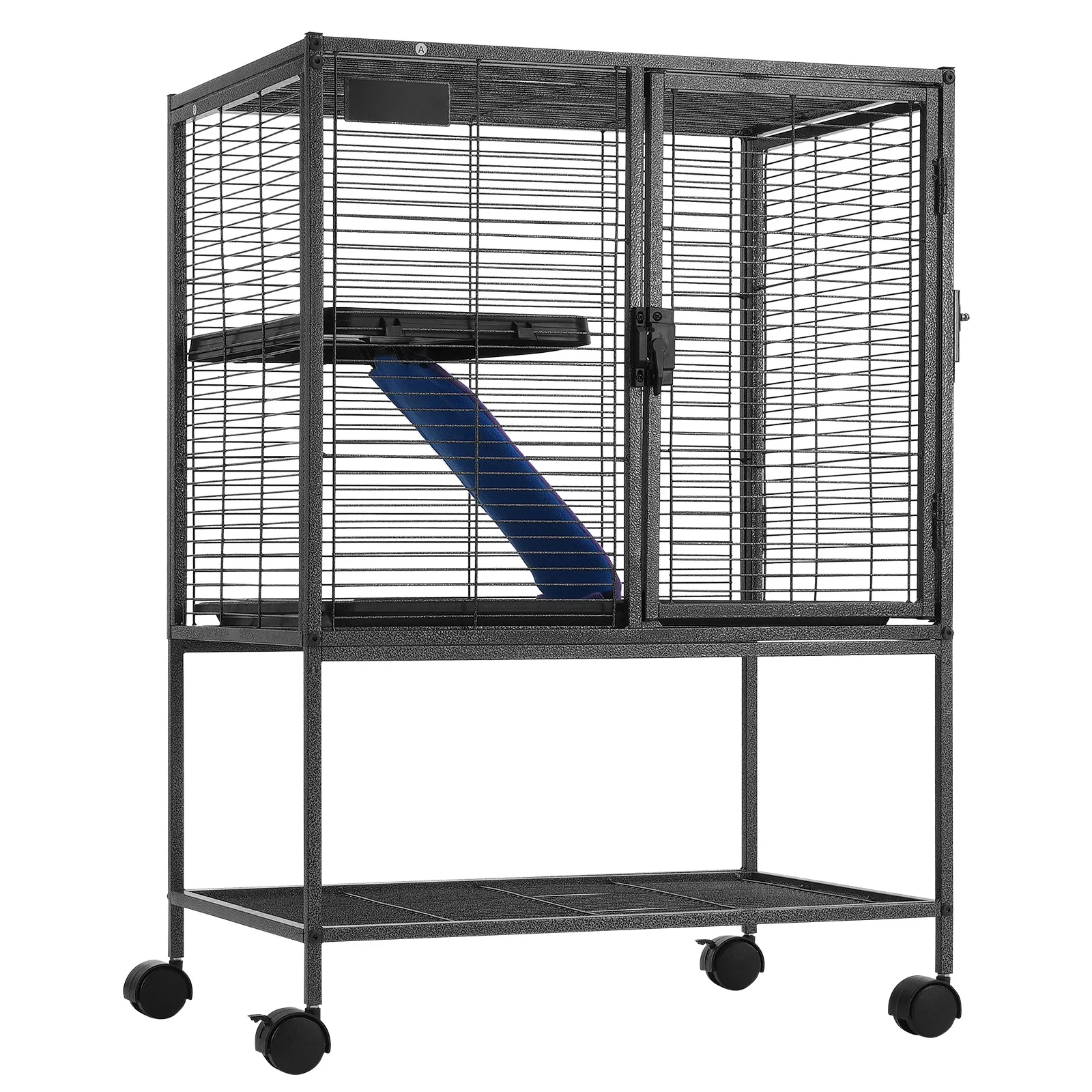 

VEVOR 34" Metal Small Animal Cage 2-Tier Rolling Ferret Cage with Tray A Ramp
