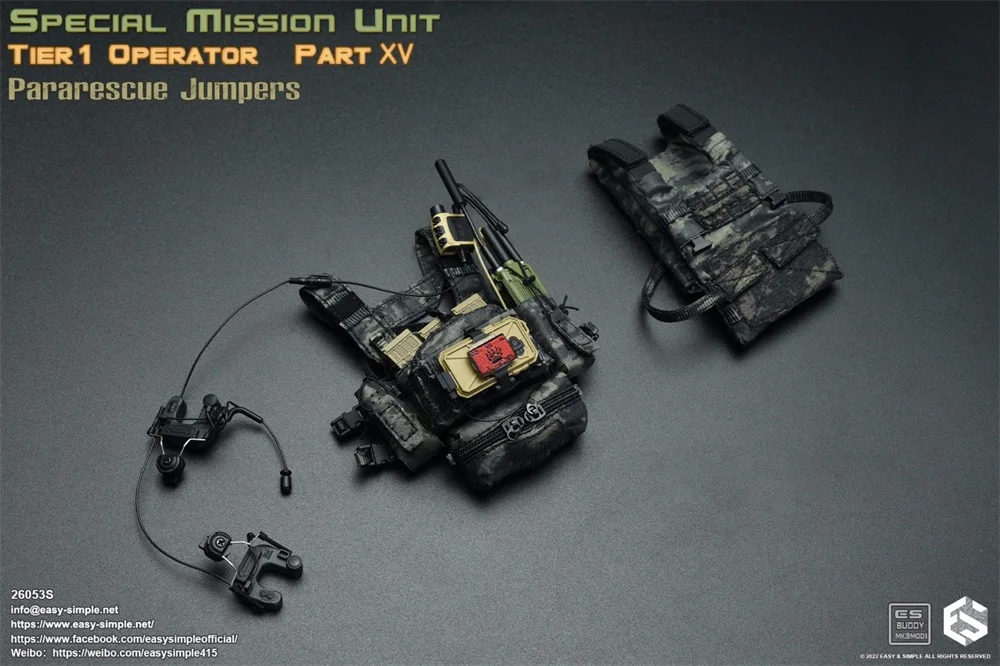 Easy&Simple ES 26053S Special Mission Unit Tire1 Operator Jumpers Hang Chest Vest Bags Belt Accessories Fit 12" Action Doll 1/6 - Image 2