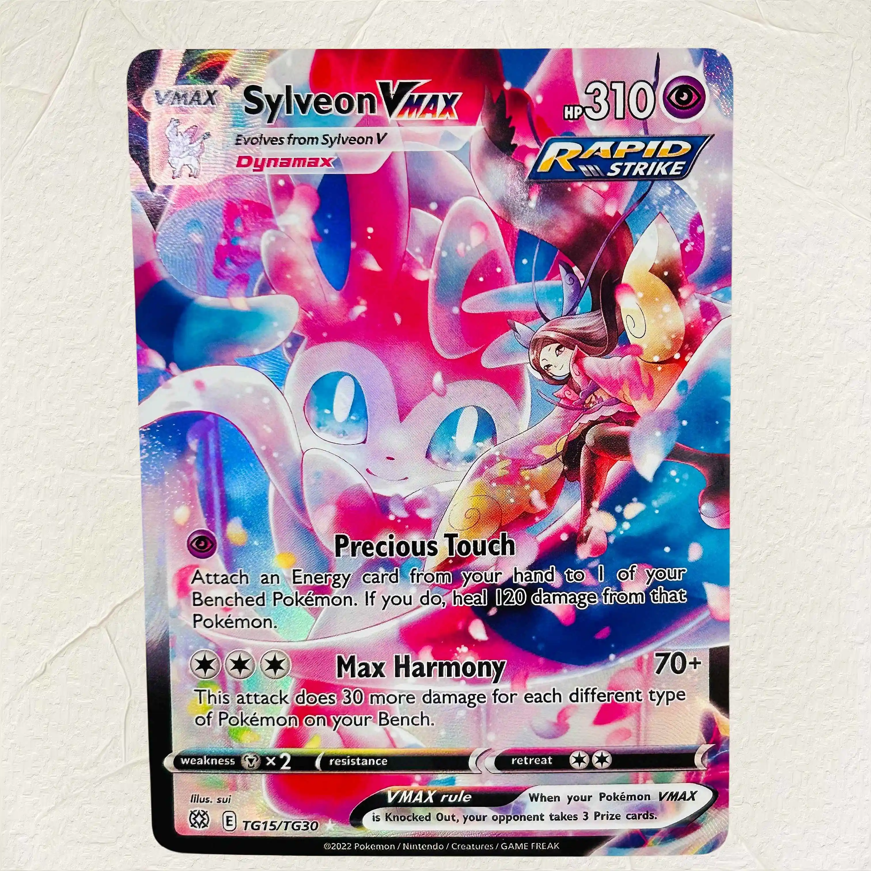 DIY Sylveon VMAX TG15/TG30 Foil Texture Cards English Version Collectible Grade Premium Anime Collection Cards
