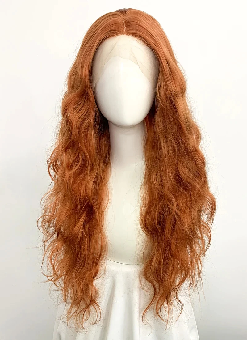 Perruque Lace Front Synthétique Longue et Ondulée pour Femme, Sans Colle, Cheveux Vidéo, Ligne de Cheveux Naturelle, Perruques Cosplay Synthétiques