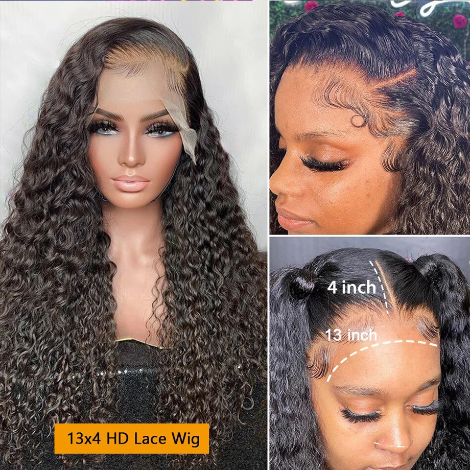 Curly Lace Frontal perucas brasileiras para mulheres, 100% cabelo humano, onda profunda transparente, 30 Polegada, 13x6, escolha, barata, na depuração, venda