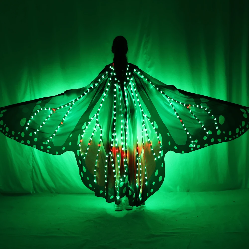 Women Belly Dance Wing Butterfly Halloween Full Color Pixel Smart LED Wings Girls Dance Cloak Accessories Props Stage