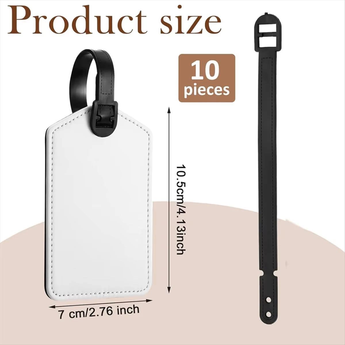 10pcSupernew Sublimation Luggage Tags White Heat Transfer PU Leather Name Tag Blank Suitcase Tags Travel Business ID Card Holder
