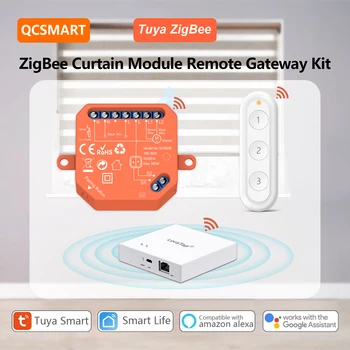 QCSMART Tuya Smart Life Roller Shutter Curtain Switch Module ZigBee Smart Solution Voice Control by Google Assistant Alexa