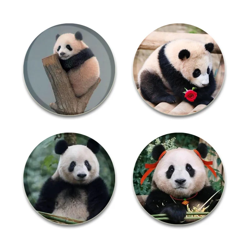 Fu Bao/Xiang Xiang/Ru Yi Badge Cute Chinese Pandas Brooches Clothing Backpack Accessories HD Print Handmade Pin Gift 32/44/58mm