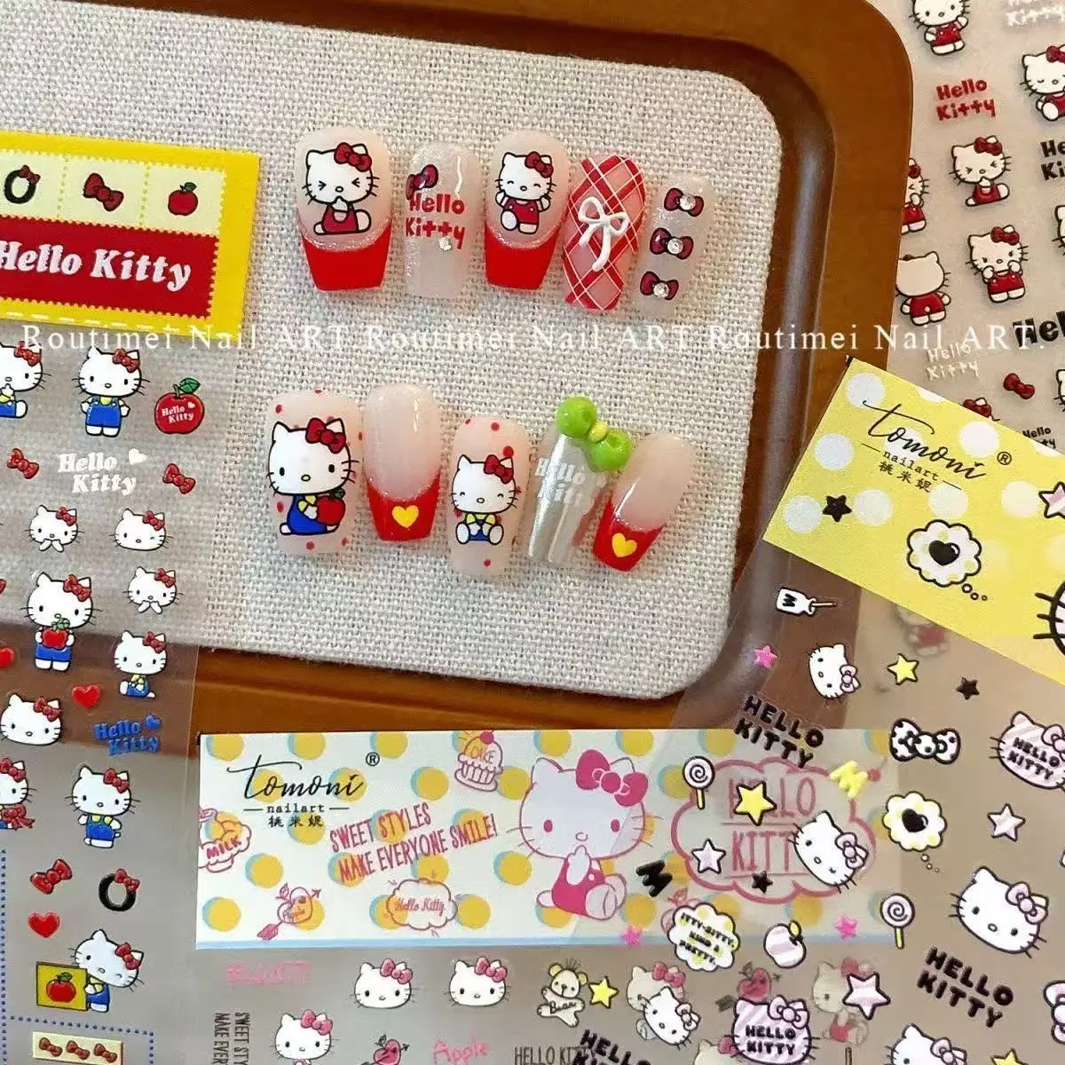 Sanrio Hello Kitty Stickers Nail Art Accessoires Leuke Anime Karakter Stickers Nail Art Decals Stickers Nail Art Supplies