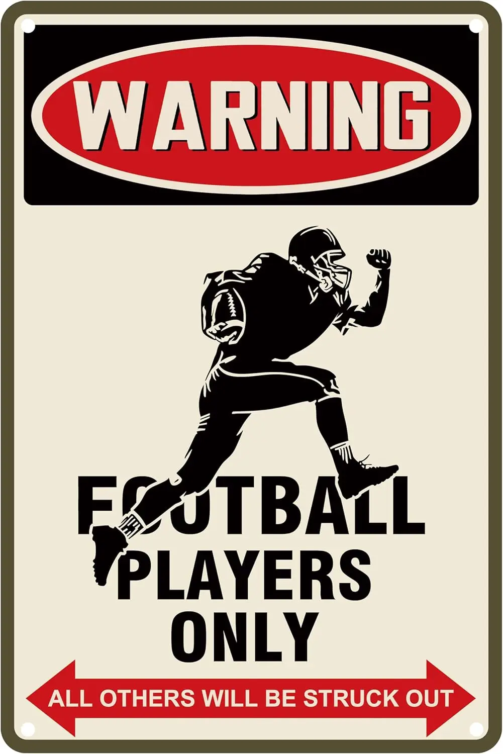 KADEZIA Vintage Football Players Only Metal Sign -  Aluminum Sports Room Decor for Boys, Man Cave Wall Art, Durable Outdoor/Indo