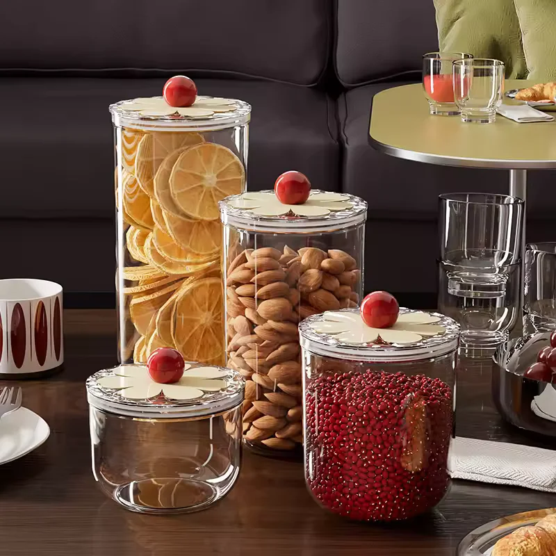 

Sealed jar for household use, round transparent fresh-keeping box, high aesthetic value kitchen, miscellaneous grains, snacks, d