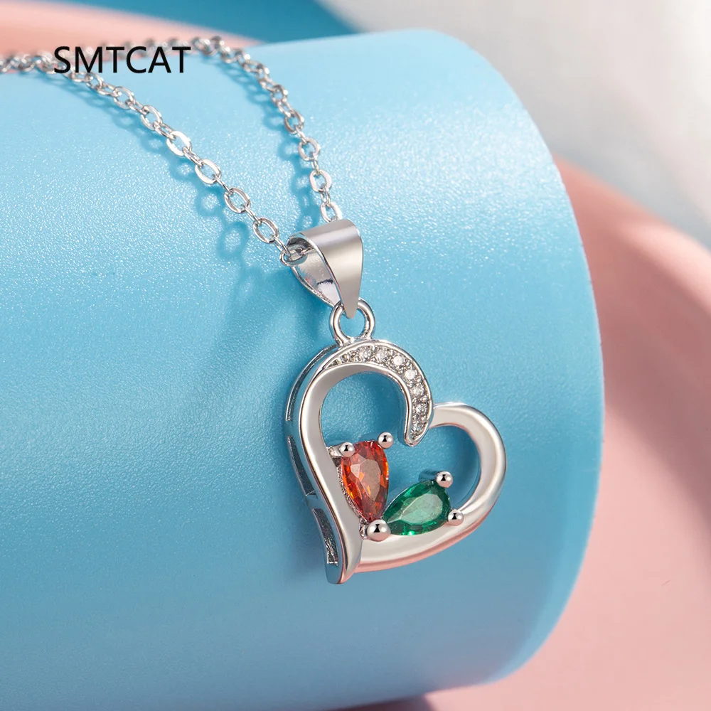 Pear Cut Natural Red Garnet Emerald 925 Sterling Silver Love Heart Pendant Necklace for Women Colorful Gemstone Jewelry Choker view 4
