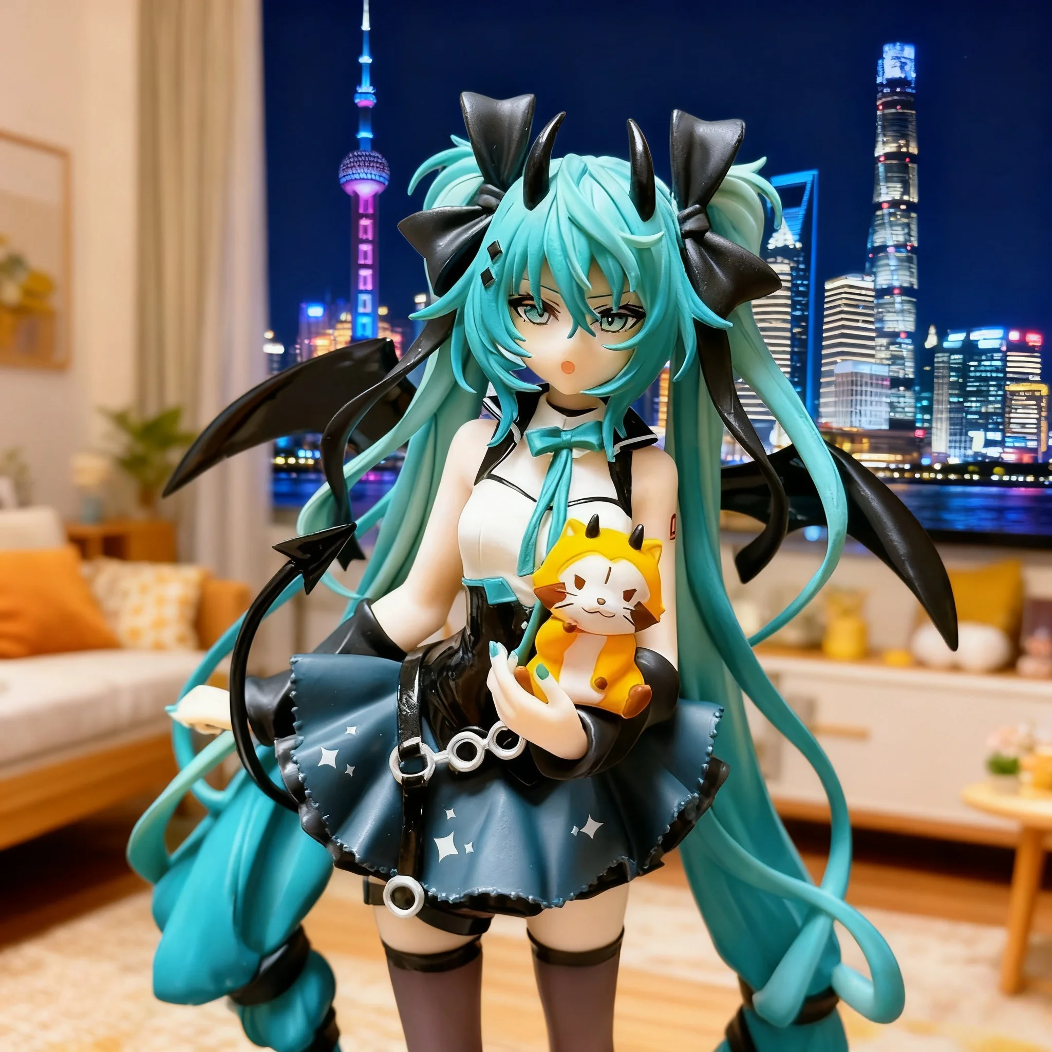 Новый 20 см аниме персонаж маленький дьявол шляпа три дерева енот темный ангел коробка украшение игрушка модель вентилятор подарок