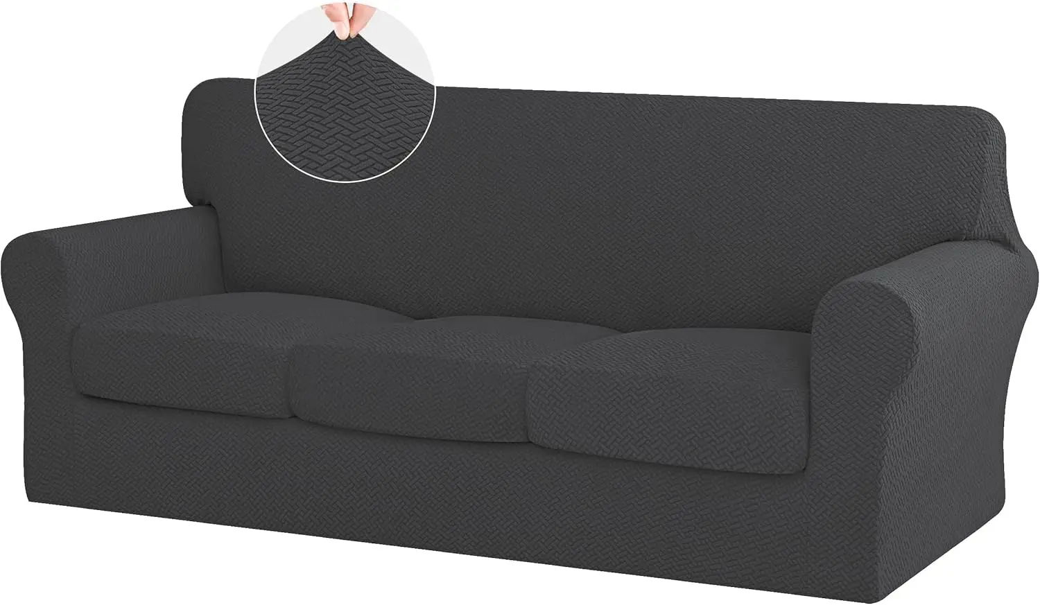 

4 Pieces High Stretch Thicken Couch Covers, Soft Sofa Slipcover For 3 Separate Cushion Couch, Jacquard Fabric Elastic Sofa