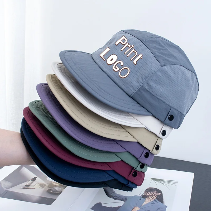 

Custom Print Logo Quick Dry 5 Panel Cap, Lightweight Breathable Flat Brim Sun Hat for Men Women Outdoor Hiking Camping