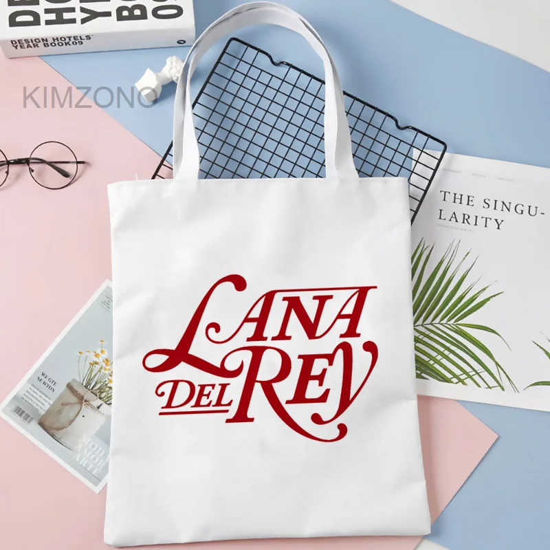 Lana Del Rey-Bolso de lona de gran capacidad para mujer, bolsa de compras Harajuku, bolso de hombro de dibujos animados de Hip-hop, envío directo