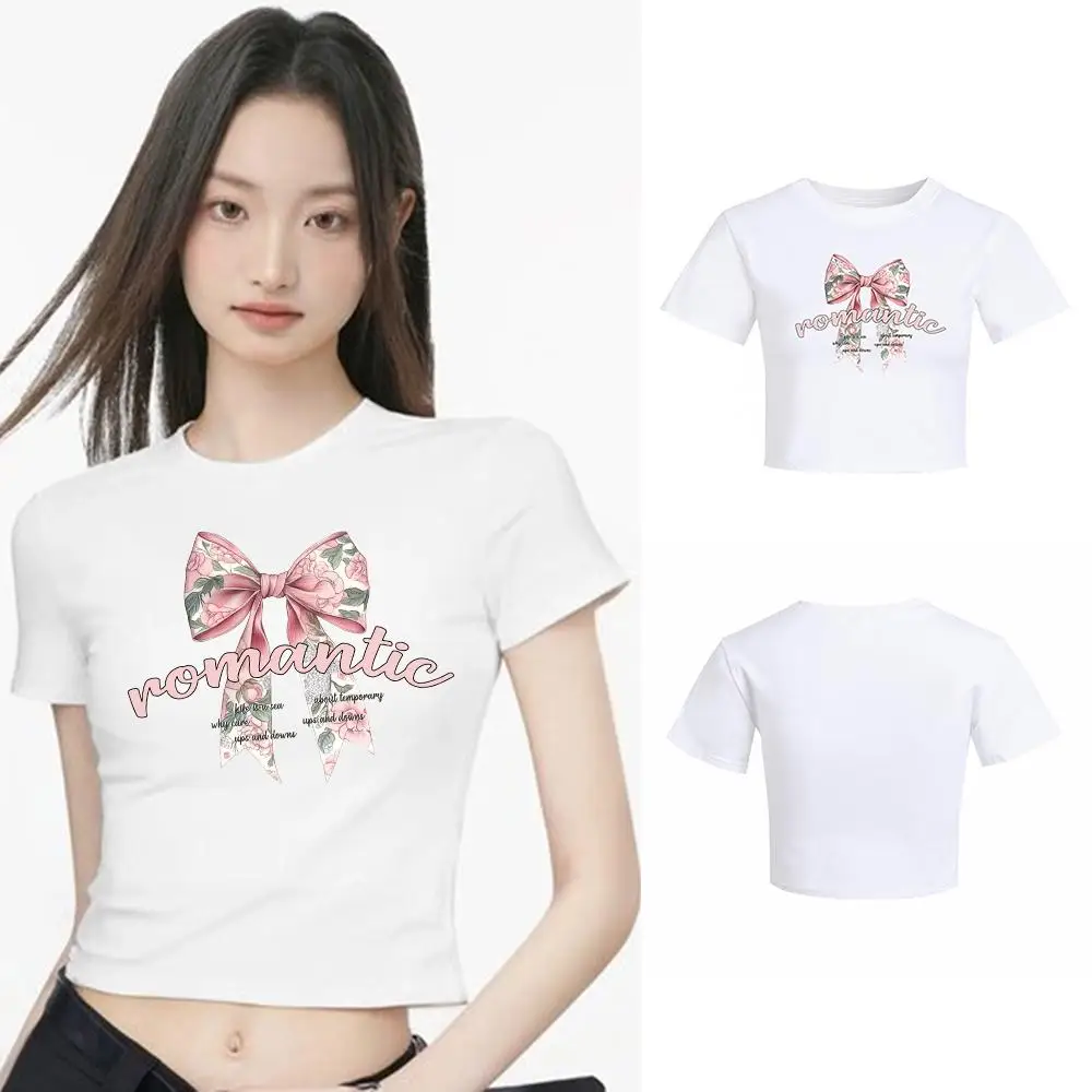 

2025 New Women Causal Slim Fit T Shirt Korean Screen Pattern Beautiful Shape Comfortable Tops Tees Fashion T-Shirts