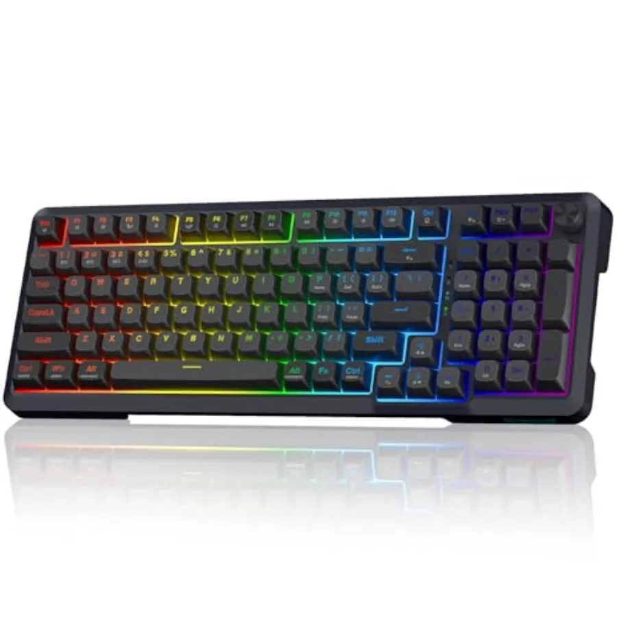 Wireless Mechanical Keyboard 3 Mode Gasket Mounted RGB Gaming Keyboard with Volume Knob Pre-Lubed Linear Switches MDA-Profile 9