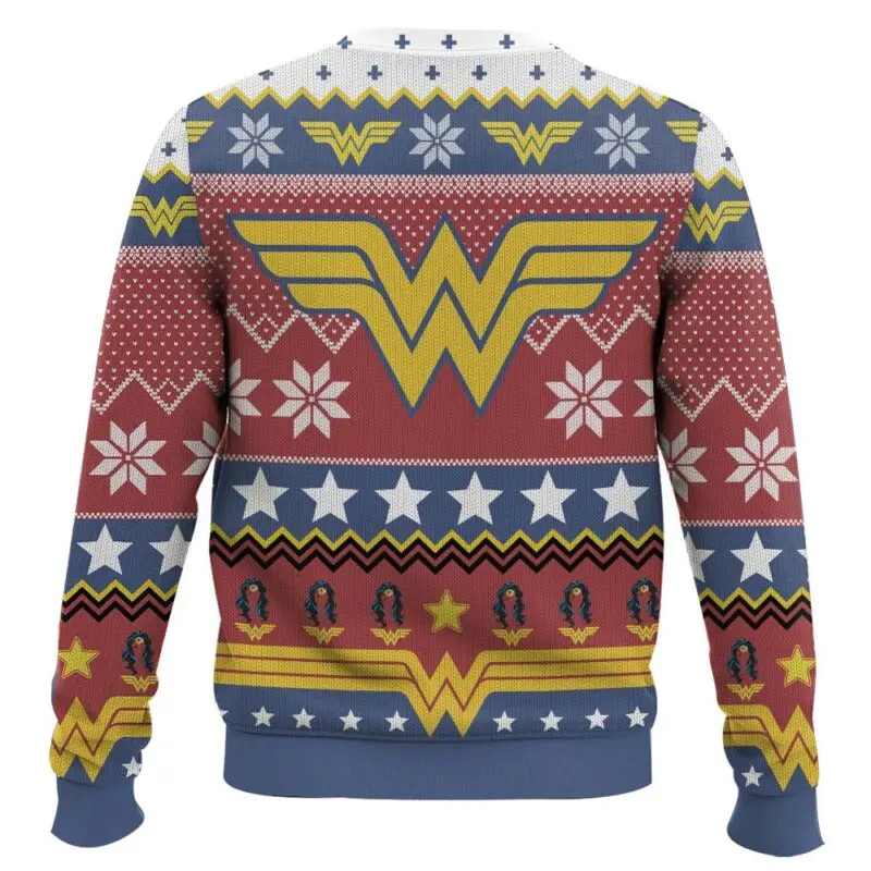 سترة Marvel Superhero Wonder Woman W Christmas Ugly سترة عطلة وحفلات السفر اليومية وشخصية عصرية رائعة في الشارع