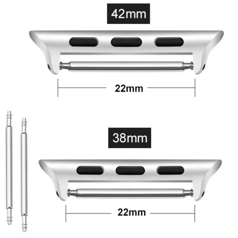 Connector For Apple Watch bands Series 9 8 7 6 5 4 SE 44mm 42mm 41mm 45mm Ultra 2 49mm Spring Bar Metal Stainless Steel Adapter