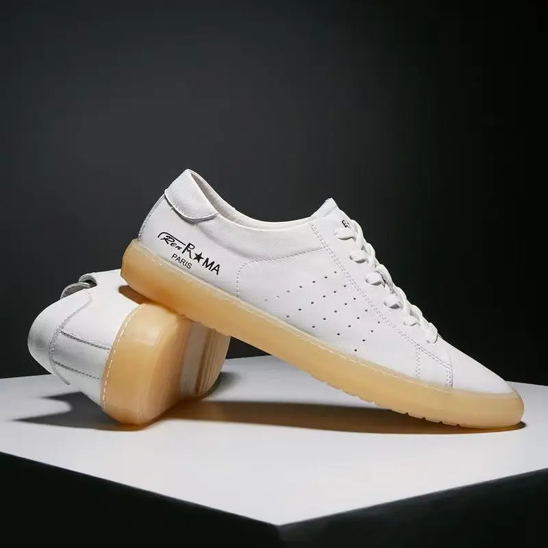 

Danish Designer Men's Leather Shoes Minimalist Fashionable Casual Sneakers Thin Hole-Punch Soft Bottom Board Shoes