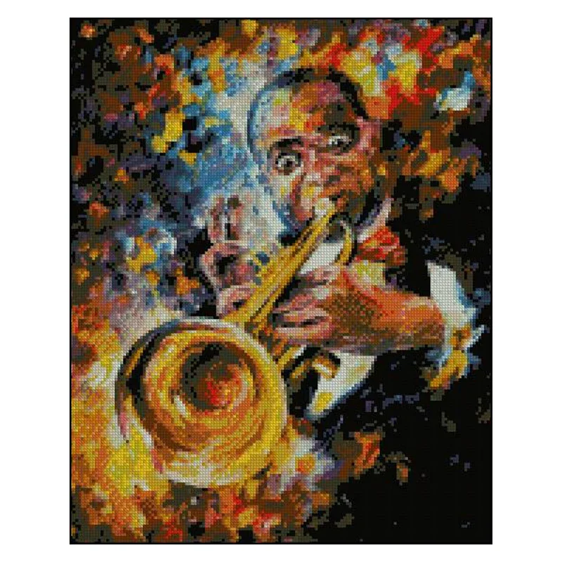 Amishop Top Quality Counted Cross Stitch Kit Orchestra Musician Music Oil Painting Home Decoration