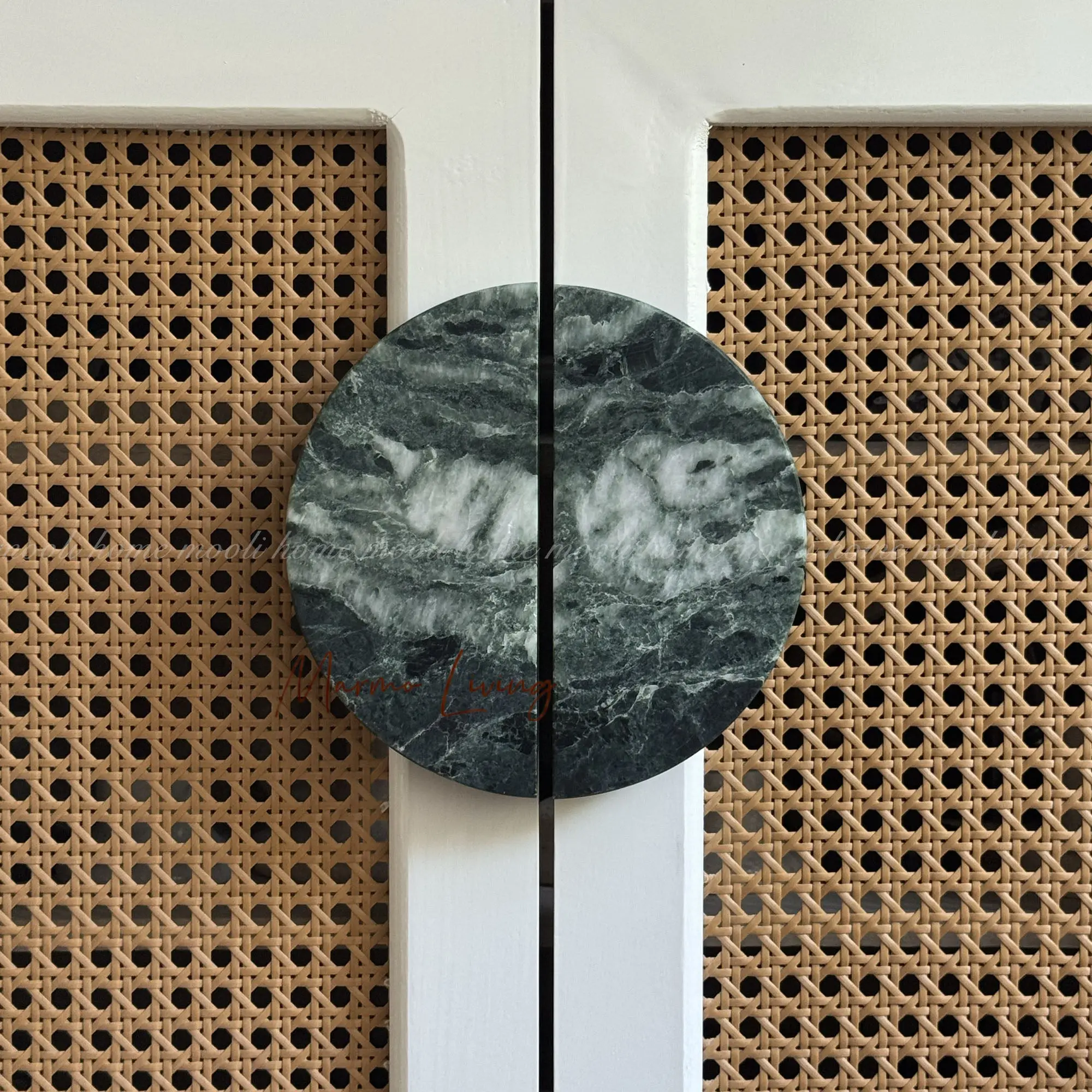 Luxury Verde Marble Cabinet Handles Designer Artistic Drawer Pulls for Custom Villa Furniture