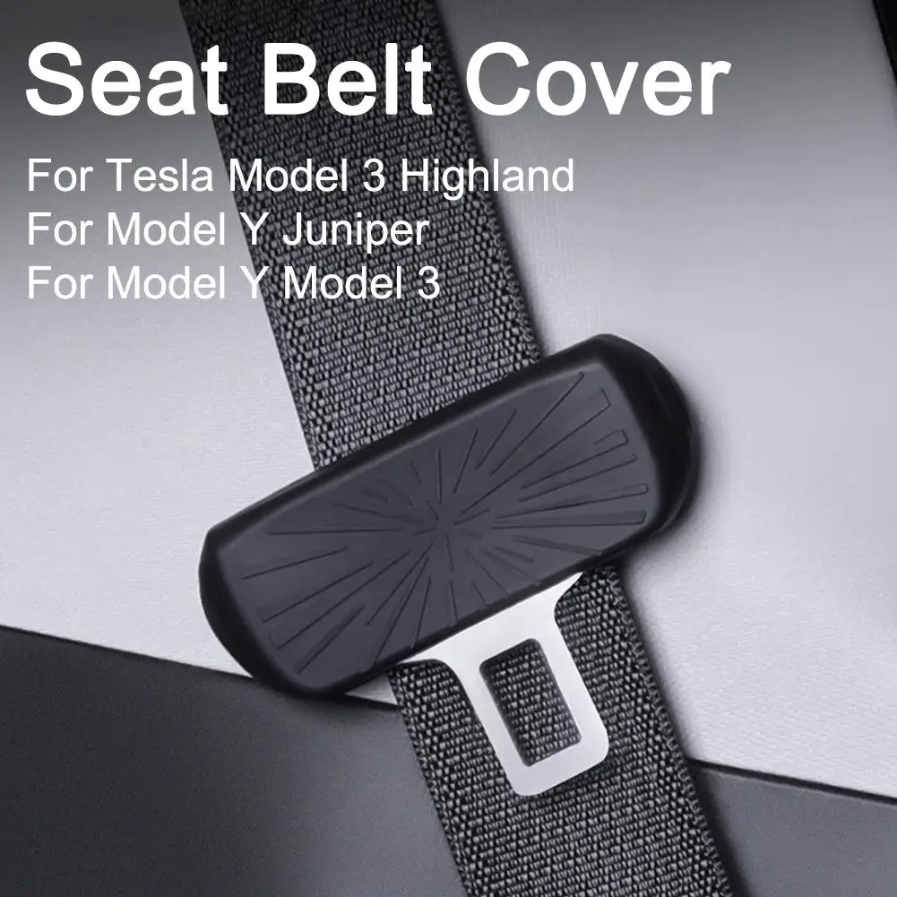 For Tesla Model 3 Highland Model Y Juniper Silicone Car Seat Belt Cover Safety Belt Protector Case Car Accessories