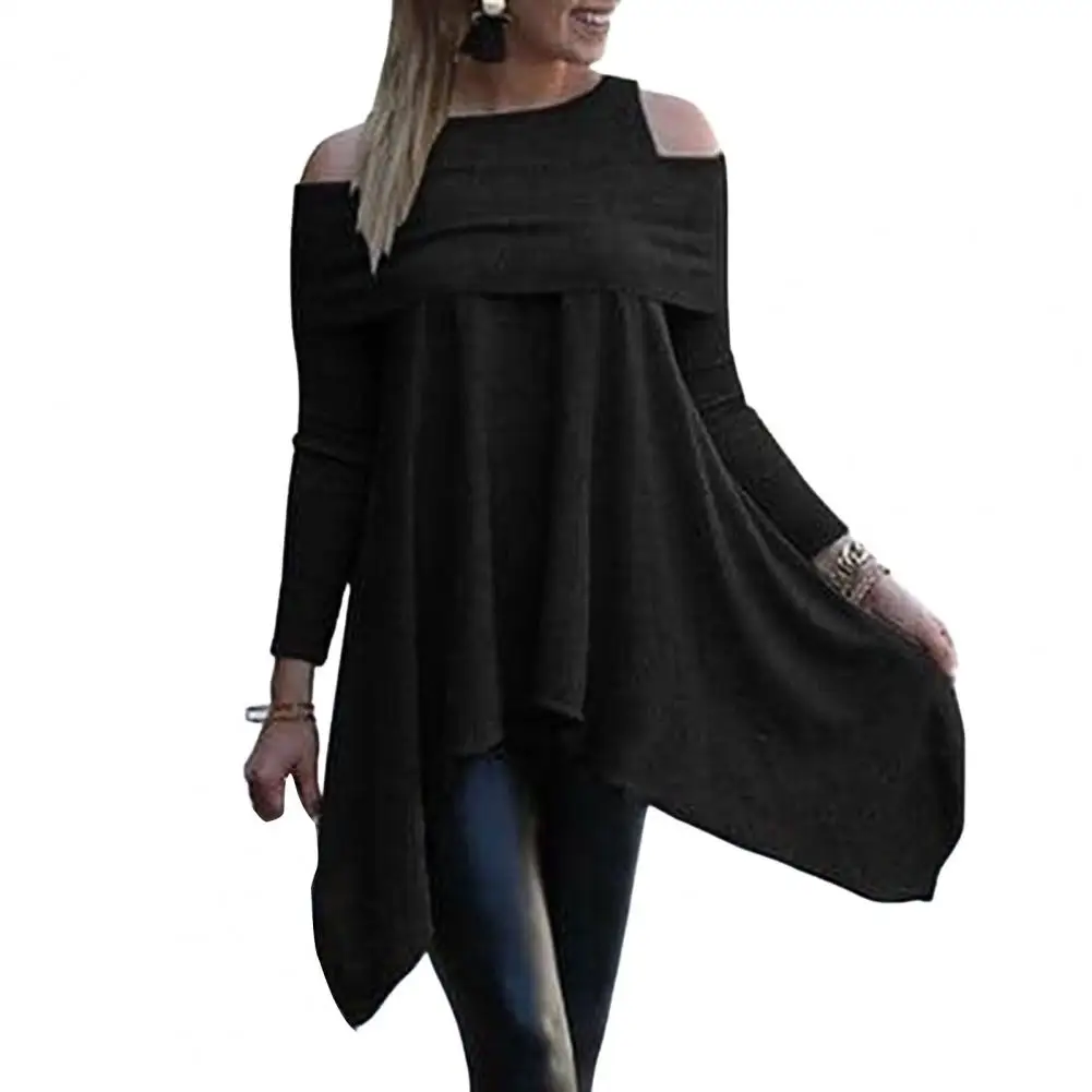 Irregular Womens Tops And Blouses Casual O Neck Long Sleeve Top Female Tunic 2024 Autumn Large Size Women Blusas Shirts