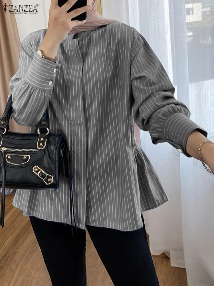 ZANZEA Stijlvolle Herfst Shirts Vrouwen Lange Mouw Tops Kantoor Streep Blouse 2025 Elegante OL Werk Shirt Casual Knop Blusas Mujer