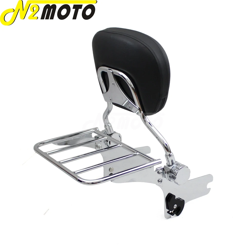 Motorcycle 1 Set Adjustable Detachable Sissy Bar Luggage Rack Rear Passenger Backrest Pad for Harley Touring FLHX FLHR FLTR