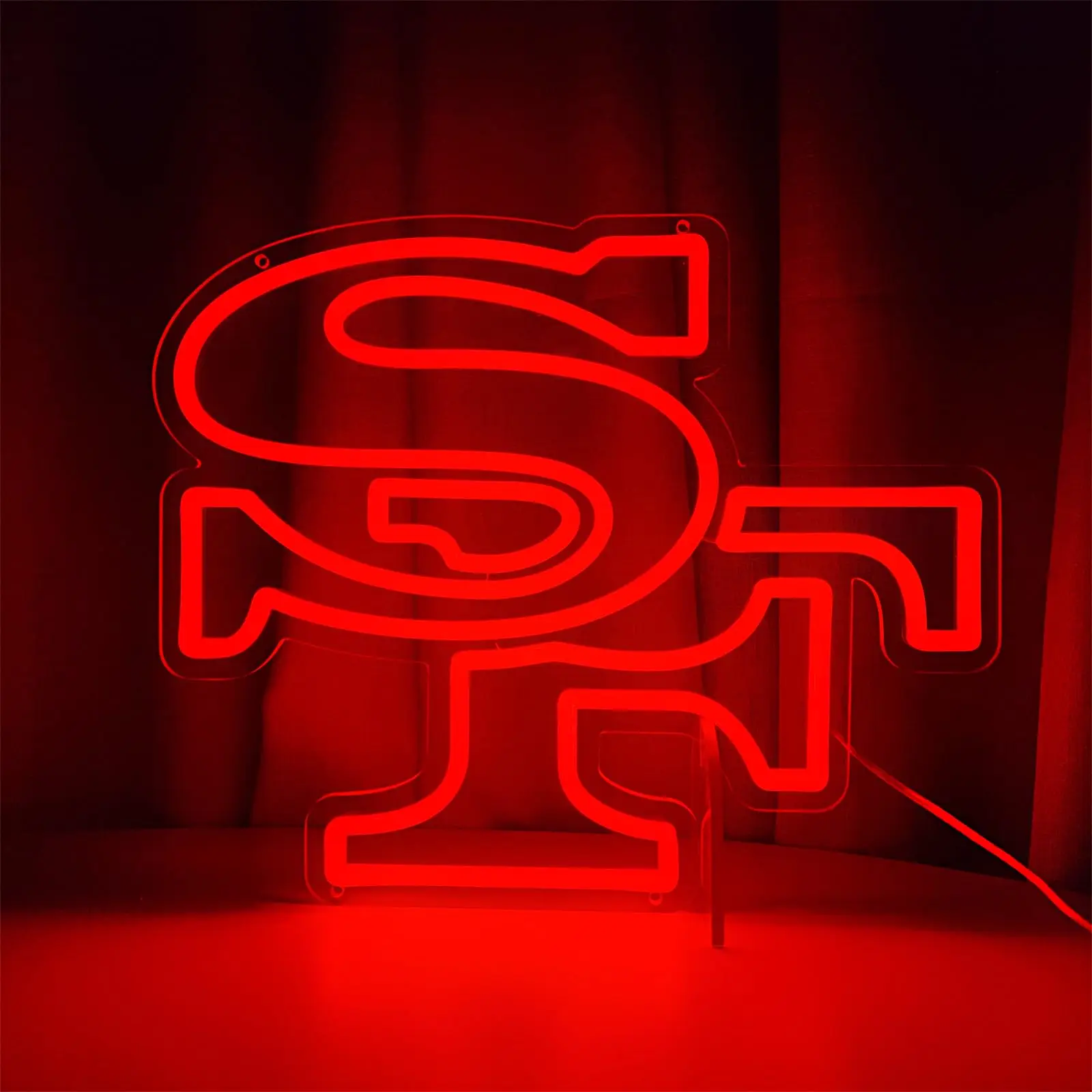 49er tanda Neon sepak bola 15.74*12.95 inci dekorasi dinding sempurna lampu Neon kamar tidur cocok untuk hadiah penggemar seni dinding daya Usb 5V