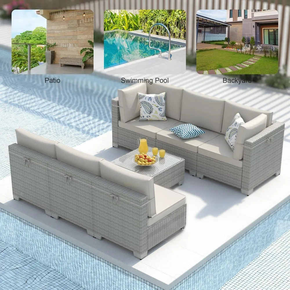 Patio Furniture Set Modular Outdoor Sectional Wicker Conversation Sets Patio Couch All Weather